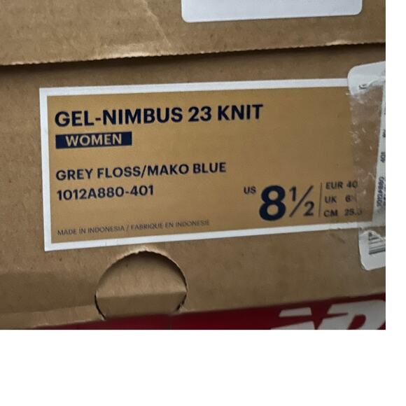 Asics B Gel-Nimbus 23 Knit Running Shoes Grey Floss Mako Blue Women's Sz 8.5 NWT - Picture 9 of 11